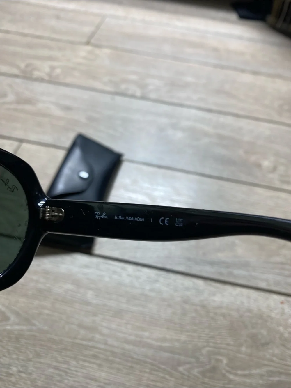 Ray-Ban RB4191 Highstreet Women's Black Round Oversized Sunglasses Green Lens